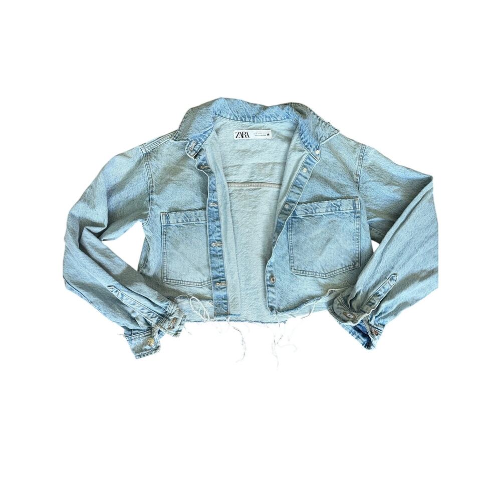Zara oversized crop denim jacket XS